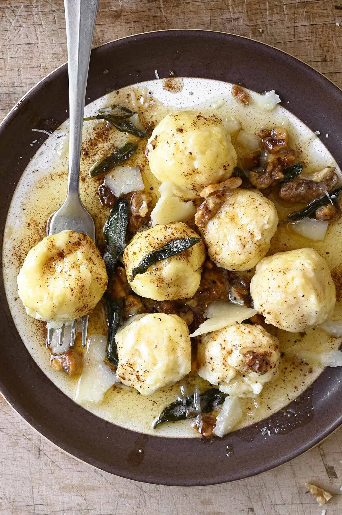 gnudi with browned butter and fried sage