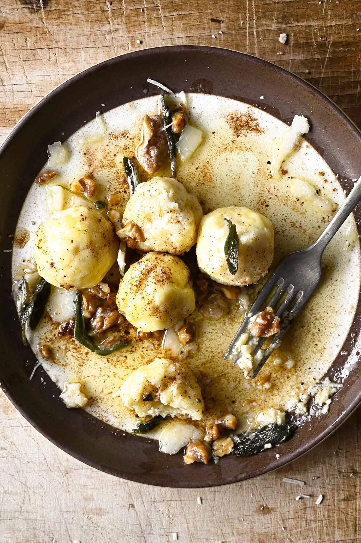 gnudi with browned butter and fried sage