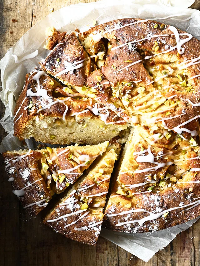 One-Bowl Apple Yogurt Cake with Pistachios