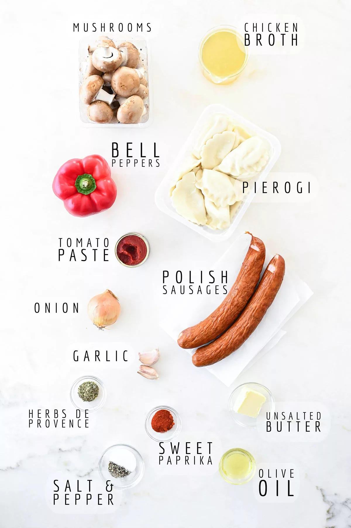 pierogi with kielbasa mushrooms and peppers ingredients