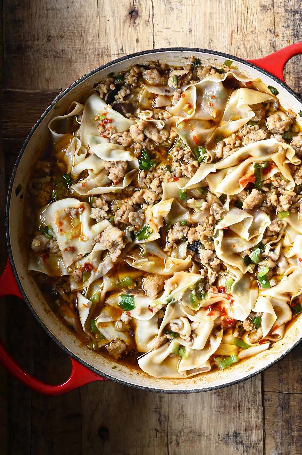 gyoza noodle chicken skillet