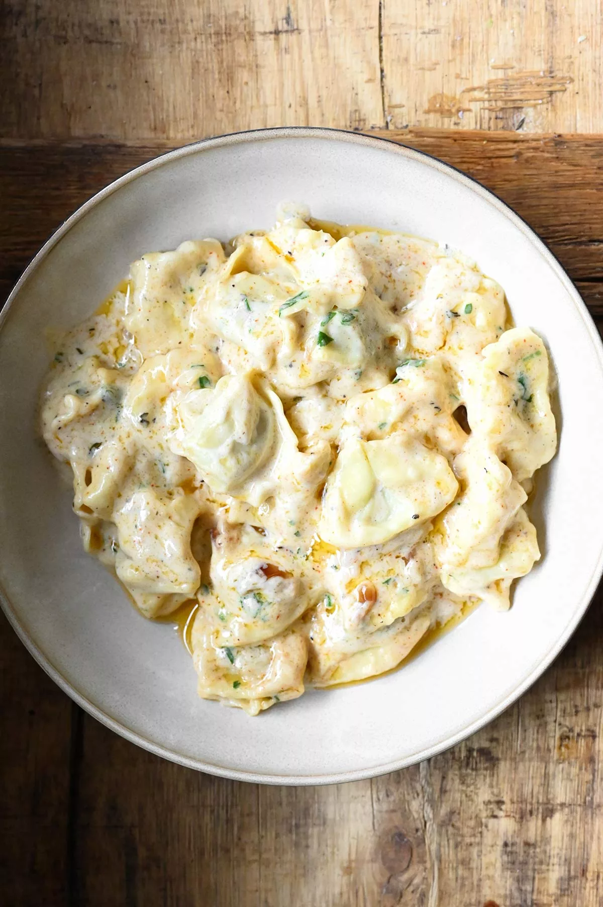 creamy roasted garlic tortellini