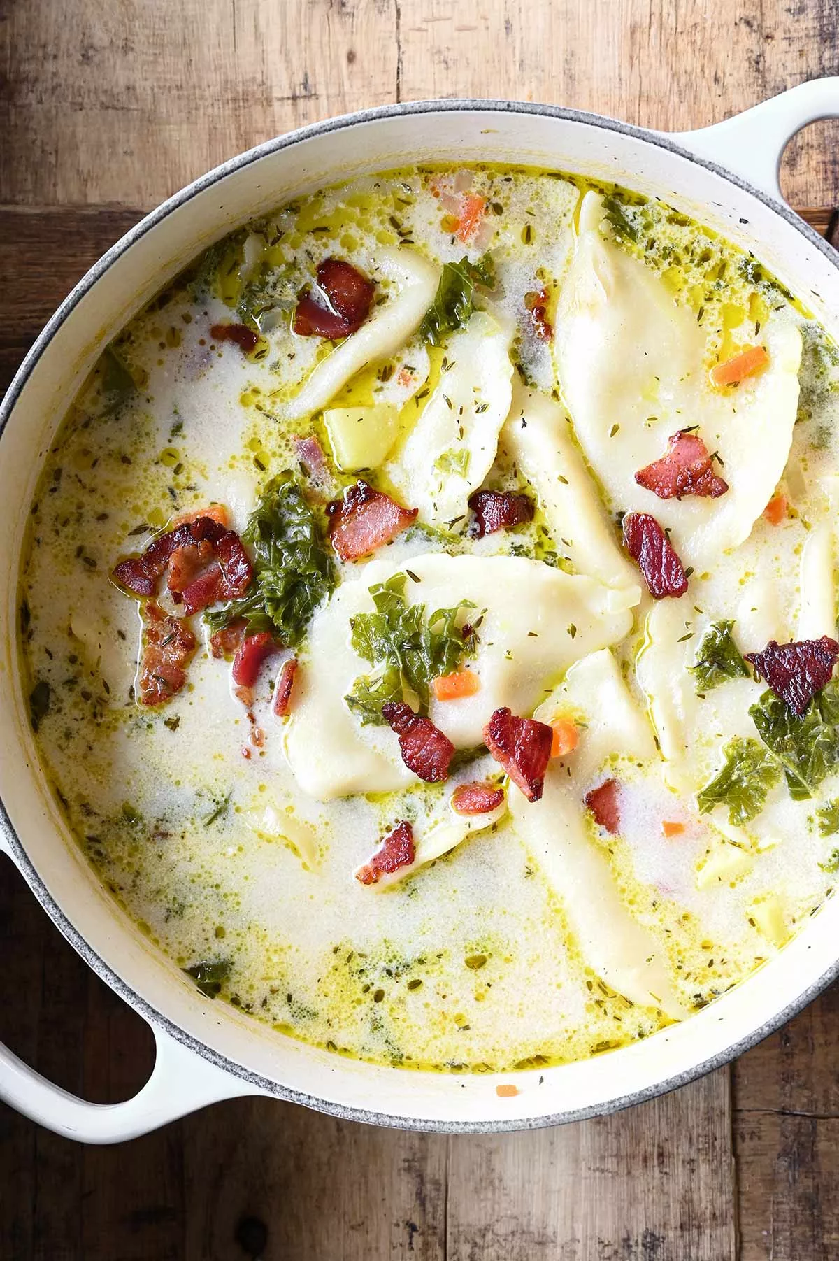 bacon pierogi soup