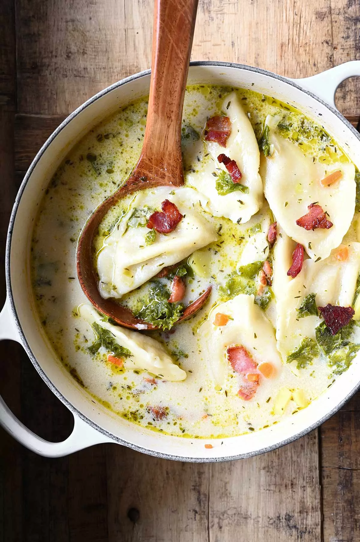 bacon pierogi soup