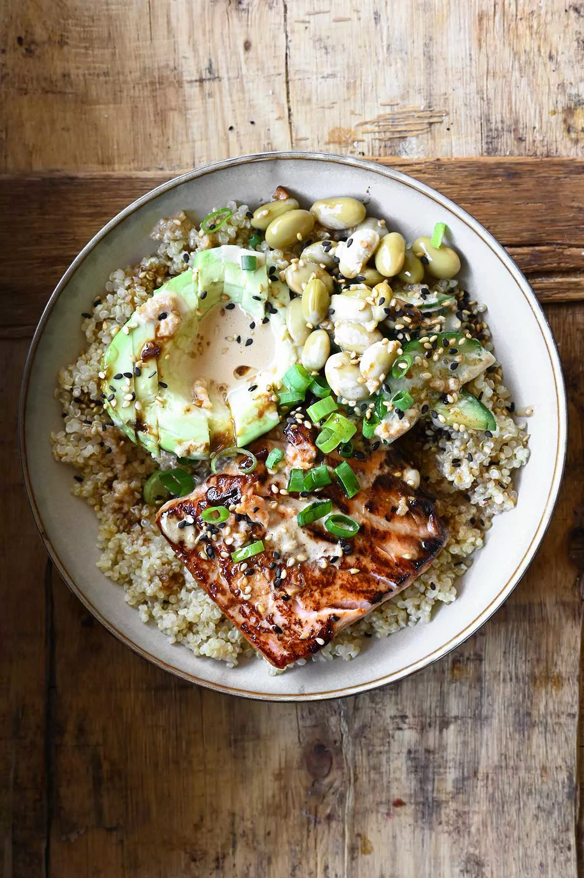 salmon quinoa bowls