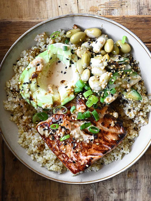 salmon quinoa bowls