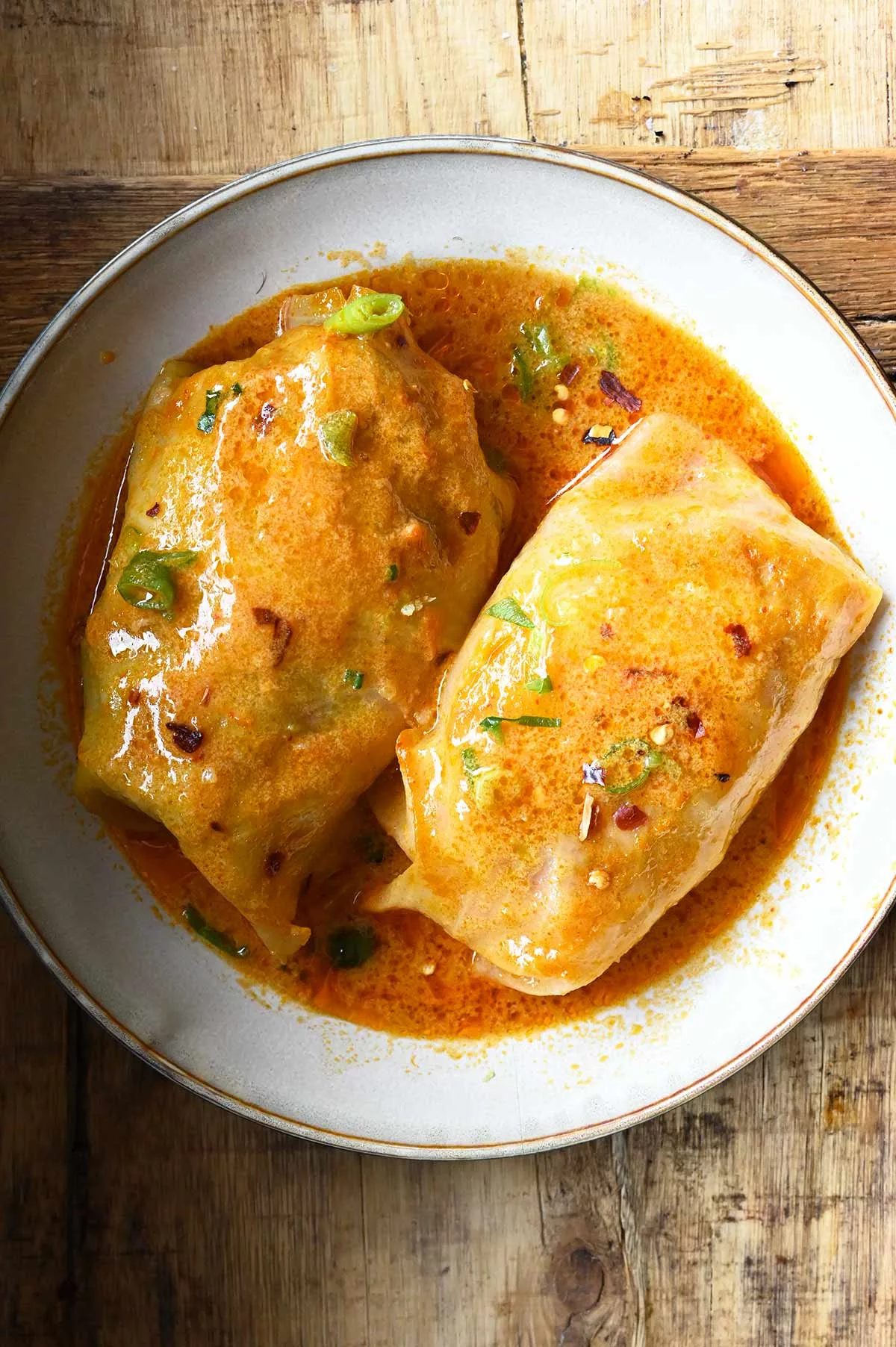 thai coconut curry cabbage rolls
