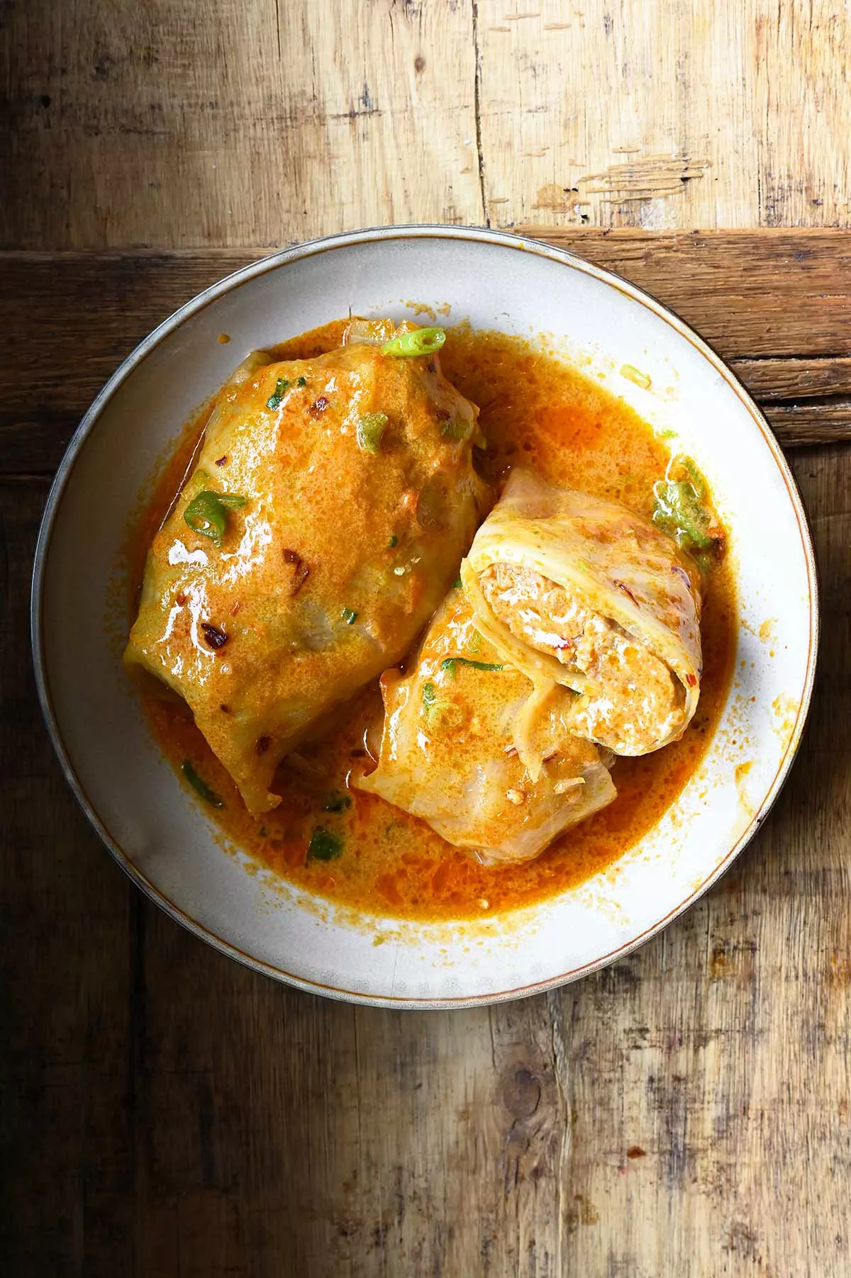 thai coconut curry cabbage rolls