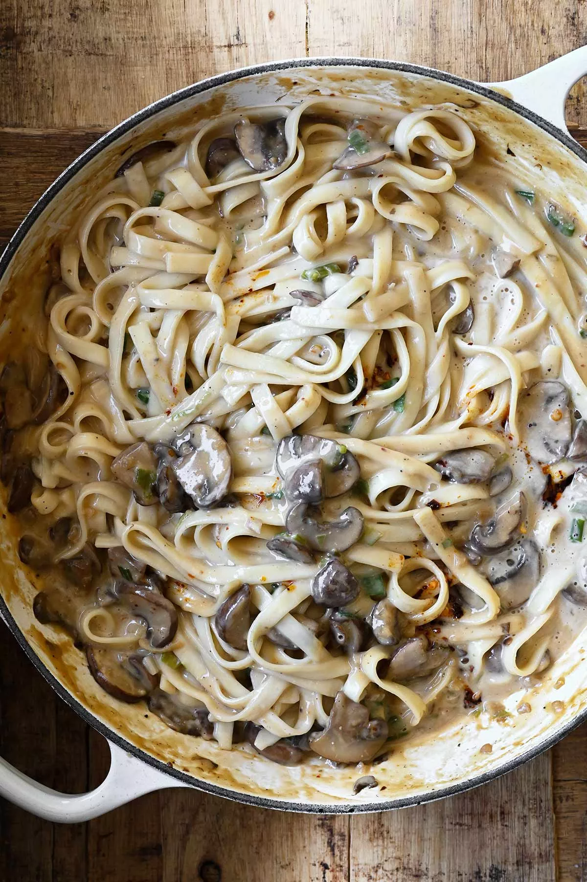 creamy miso mushroom noodles