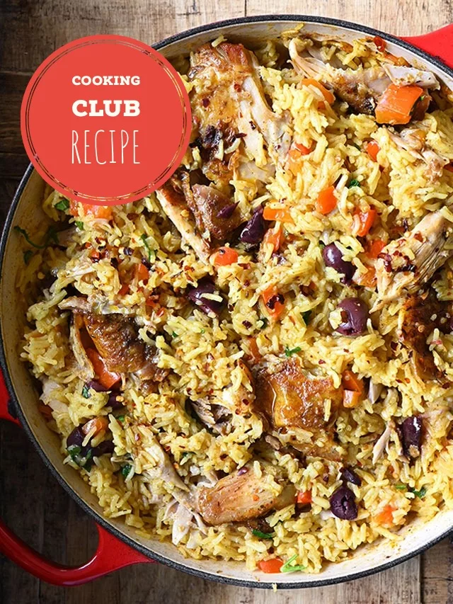 portuguese rice with rotisserie chicken
