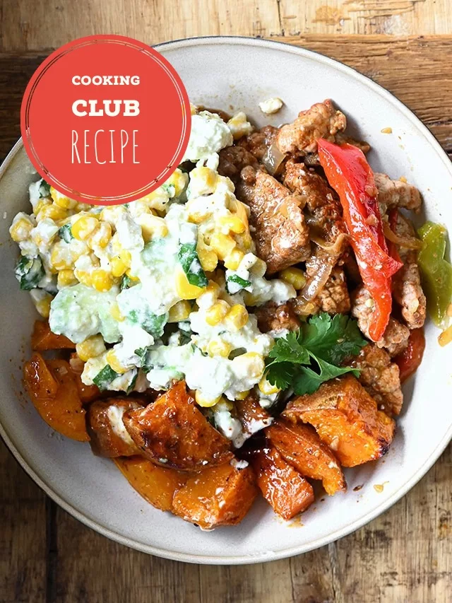 beef fajita sweet potato bowls
