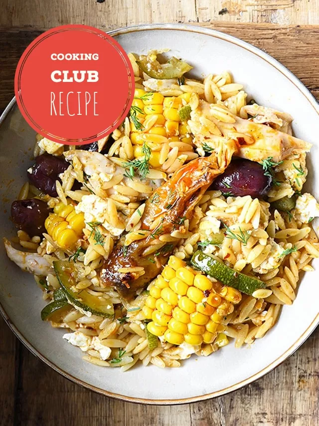 rotisserie chicken orzo skillet