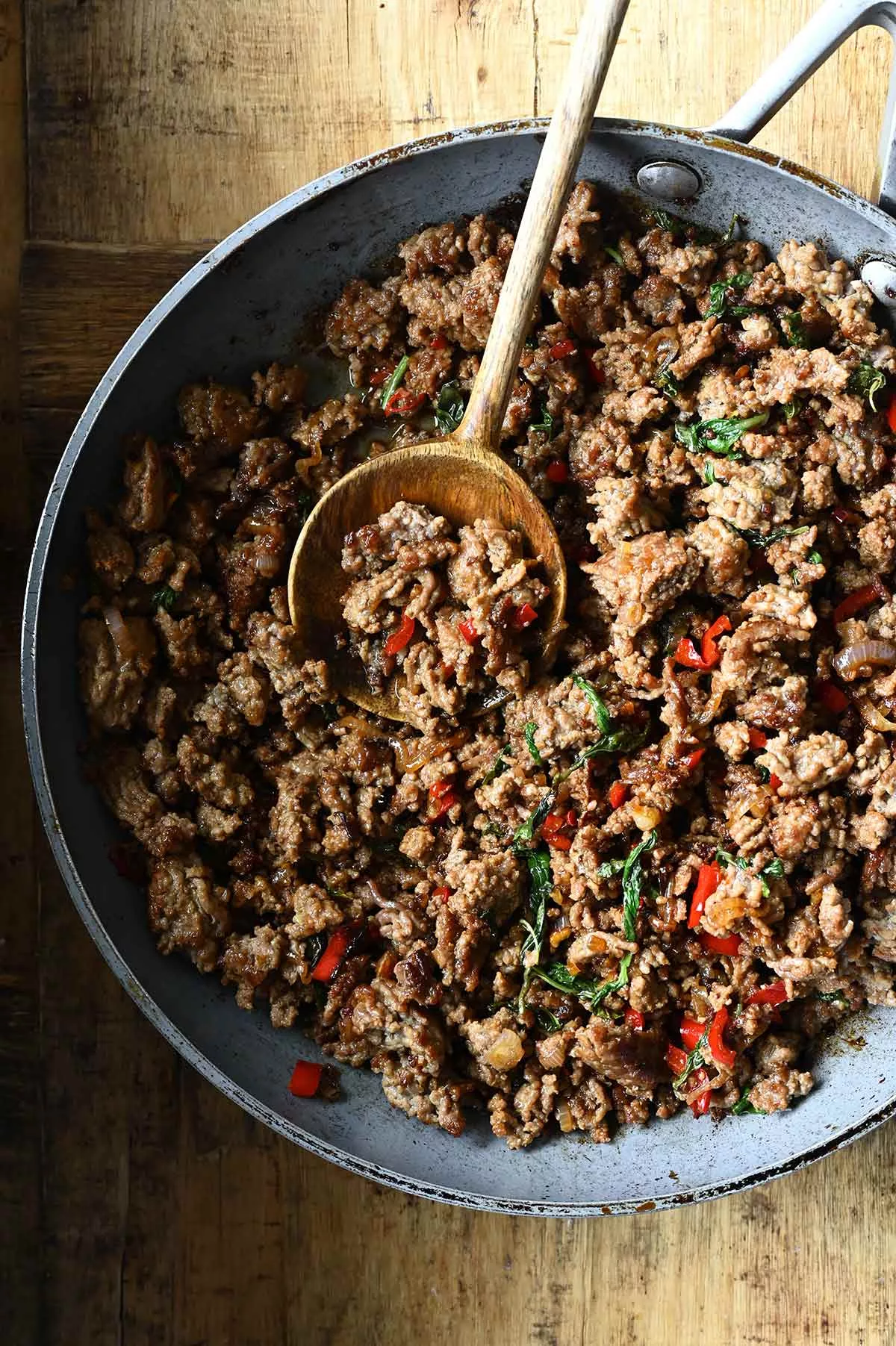creamy thai basil beef rice bowls