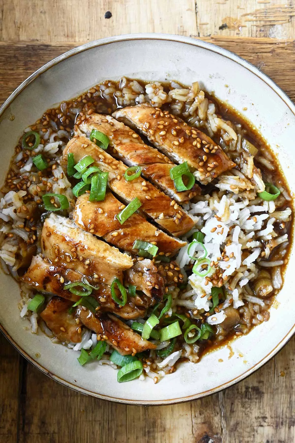 sticky hoisin chicken rice bowls
