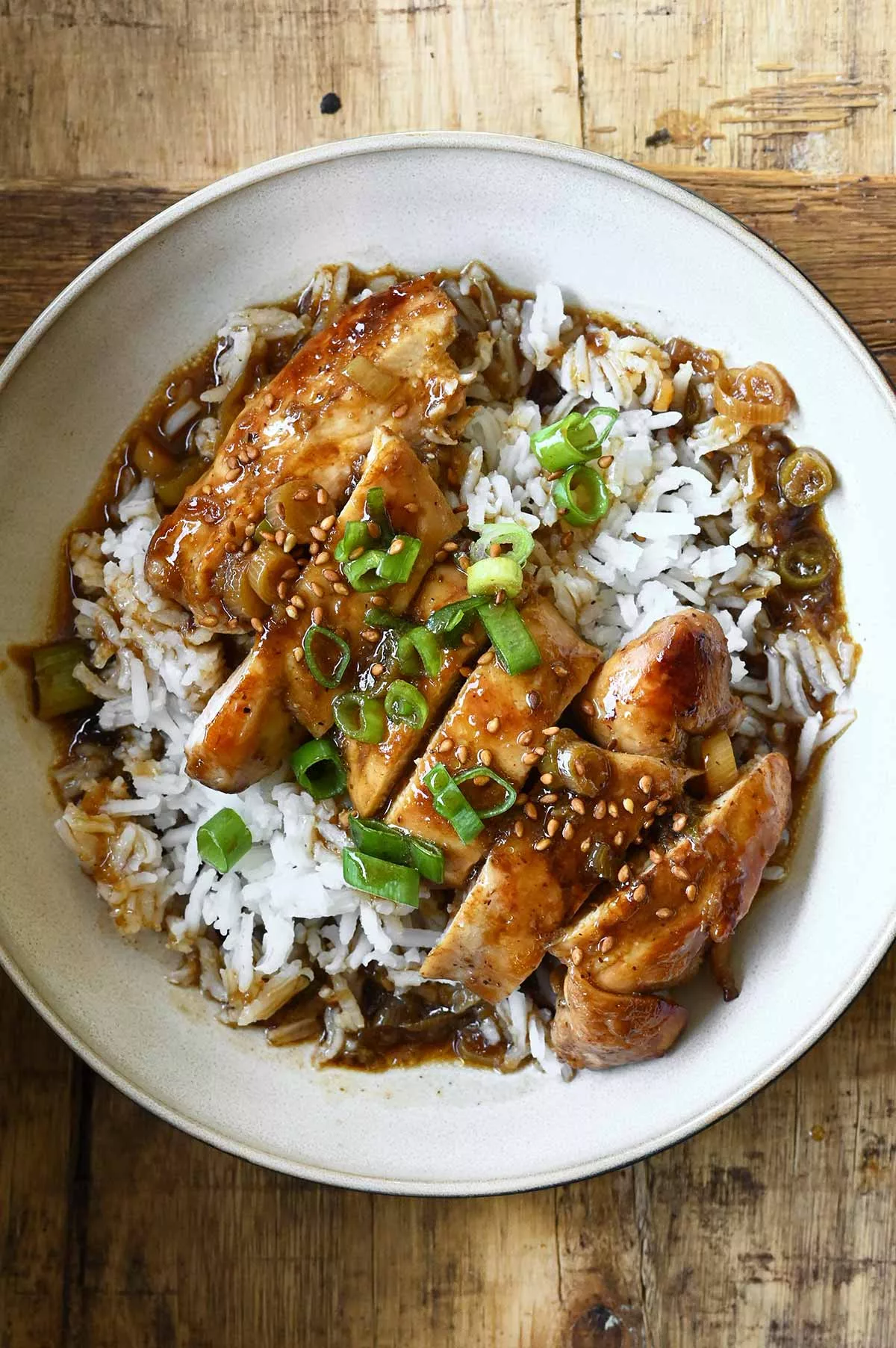 sticky hoisin chicken rice bowls