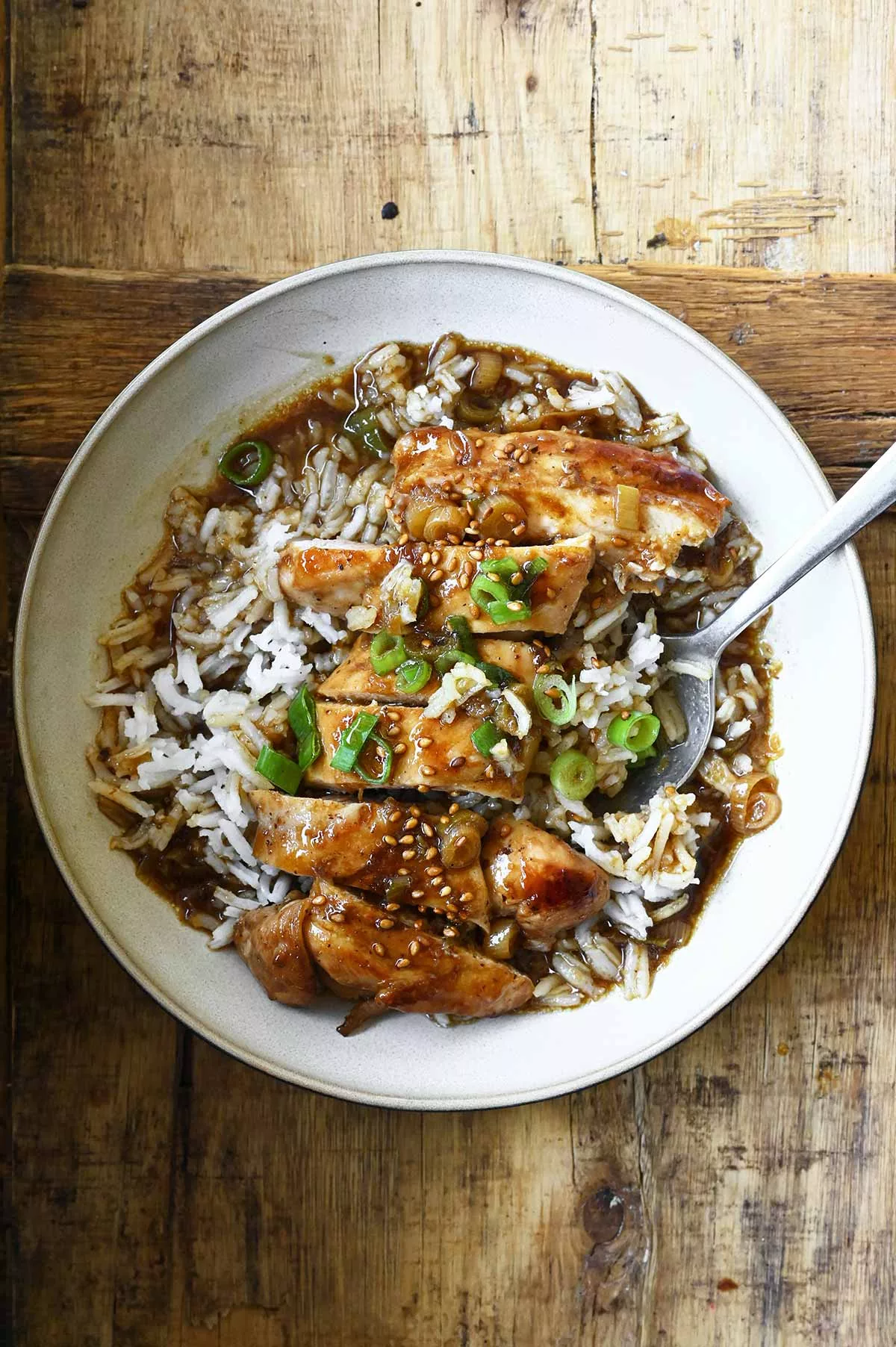 sticky hoisin chicken rice bowls