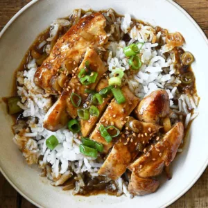 sticky hoisin chicken rice bowls