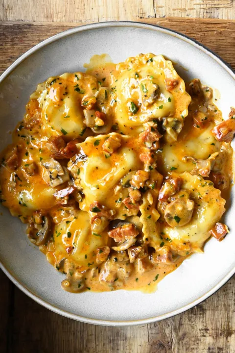 chorizo mushroom ravioli