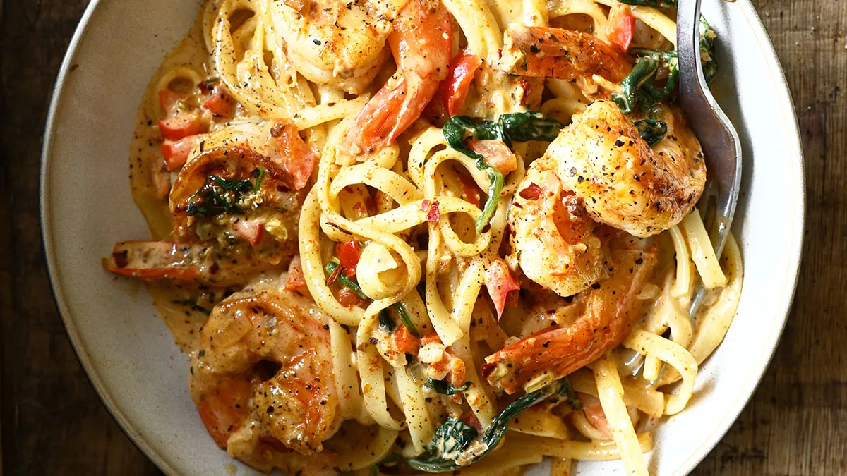 Creamy Cajun Shrimp Pasta - Serving Dumplings