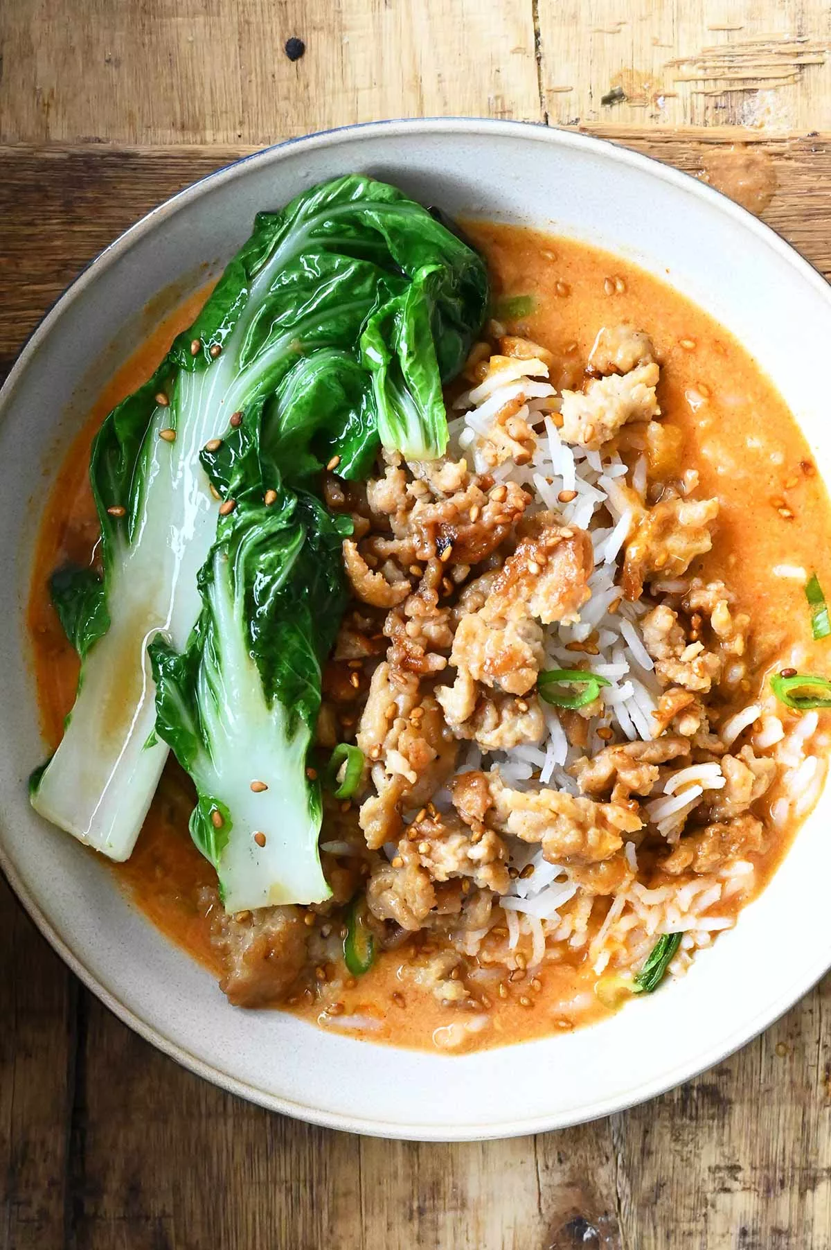 creamy spicy miso chicken rice bowls