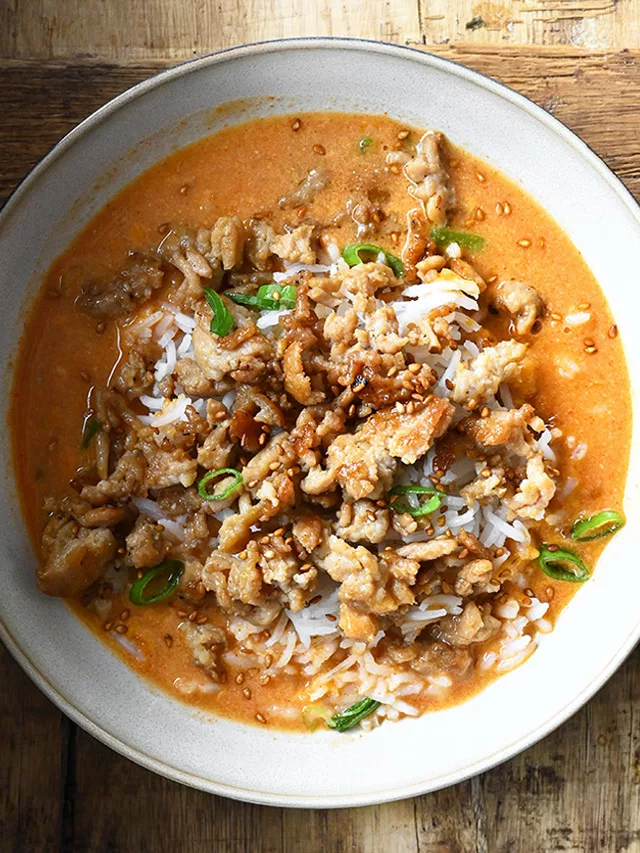 Creamy Spicy Miso Chicken Rice Bowls