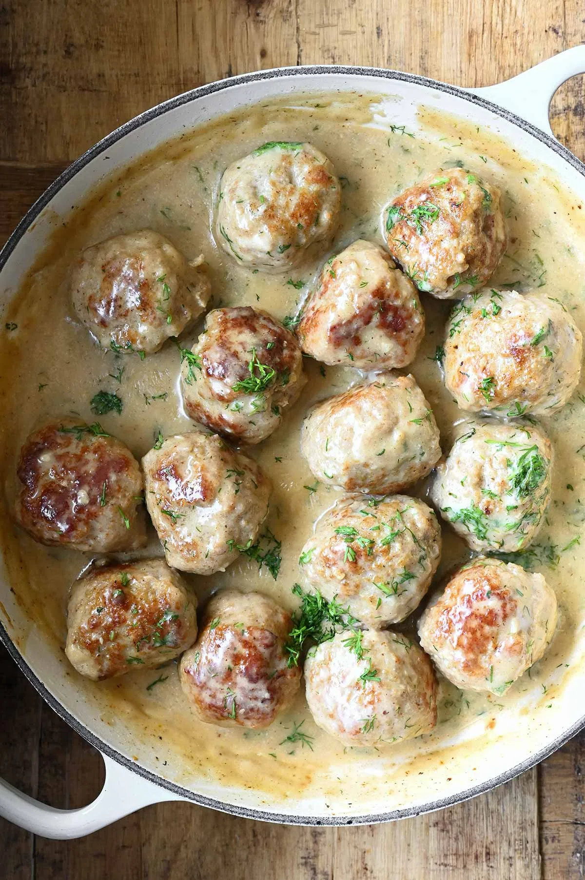 meatballs in creamy parmesan dill sauce