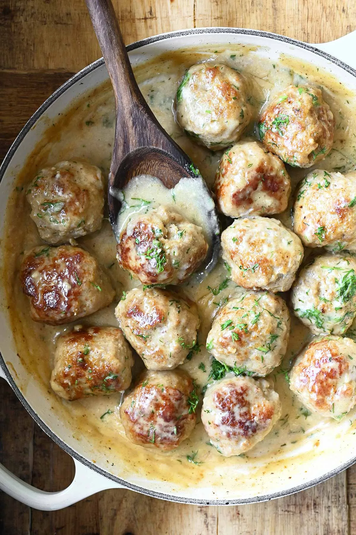 meatballs in creamy parmesan dill sauce