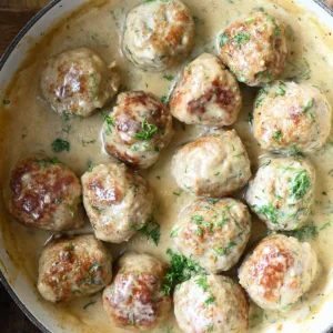 meatballs in creamy parmesan dill sauce