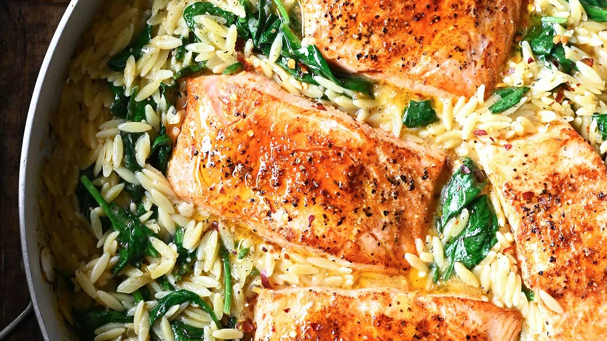 One Skillet Salmon with Lemon Orzo: A Flavorful Delight