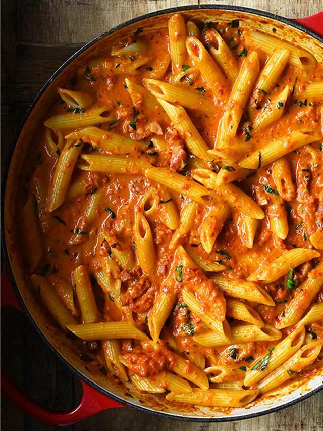 Creamy Ajvar Bacon Pasta