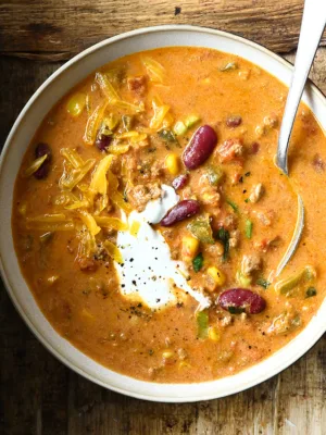creamy beef taco soup